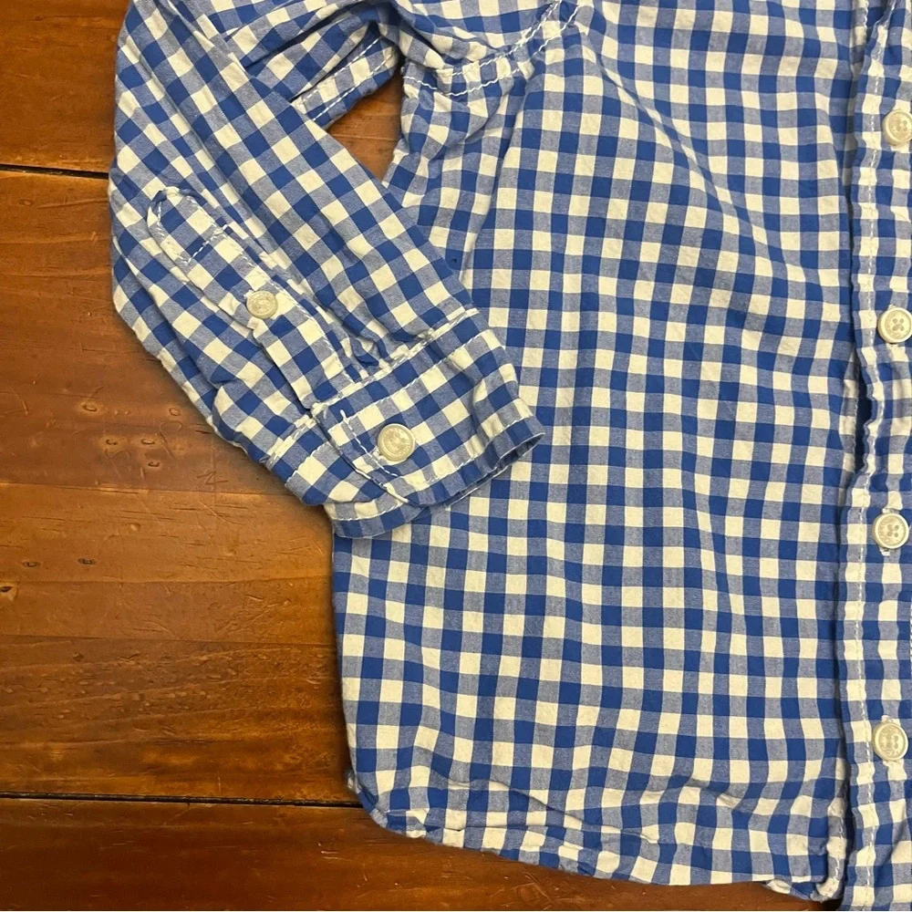 Oshkosh B’Gosh Boys Size 5T Blue Long Sleeve  Gingham Button Down Shirt